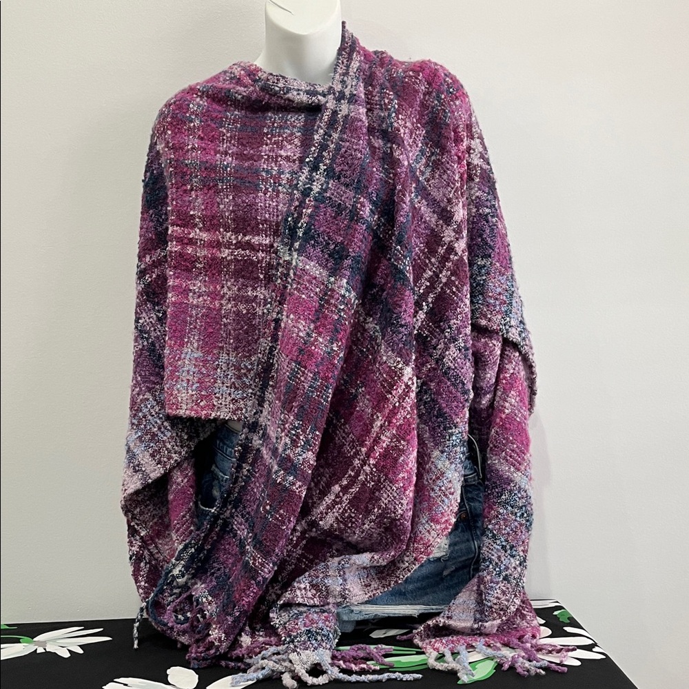 Woolrich Multicolor Purple and Pinks Plaid Shawl Wrap, One Size